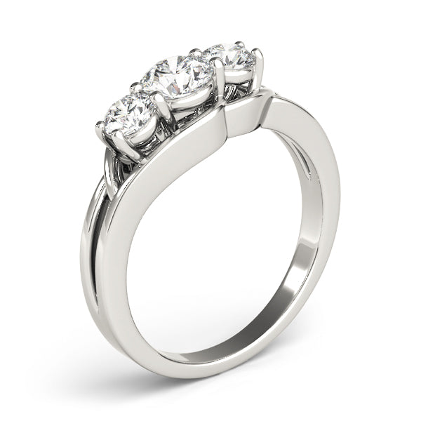 3-Stone Round Split Shank Engagement Ring