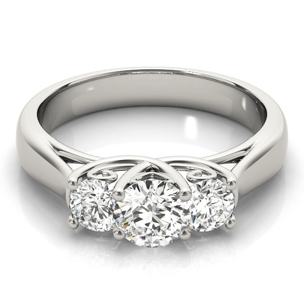 3-Stone Round Trellis Engagement Ring