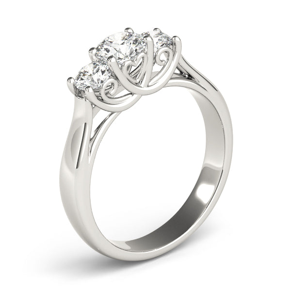 3-Stone Round Trellis Engagement Ring