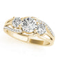 3-Stone Swirl Prong Set Engagement Ring