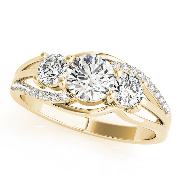3-Stone Swirl Prong Set Engagement Ring