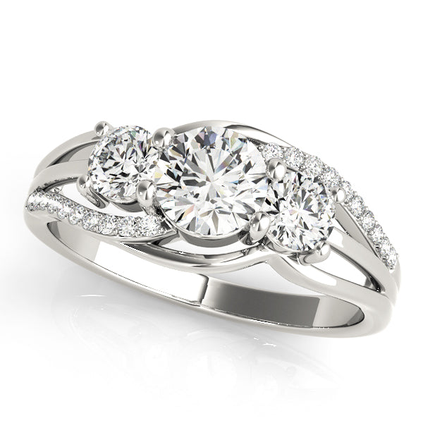 3-Stone Swirl Prong Set Engagement Ring