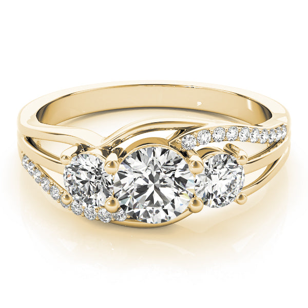 3-Stone Swirl Prong Set Engagement Ring