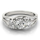 3-Stone Swirl Prong Set Engagement Ring