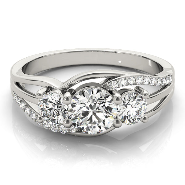 3-Stone Swirl Prong Set Engagement Ring
