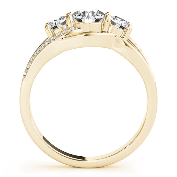 3-Stone Swirl Prong Set Engagement Ring