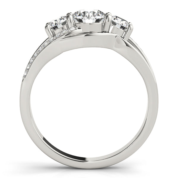 3-Stone Swirl Prong Set Engagement Ring