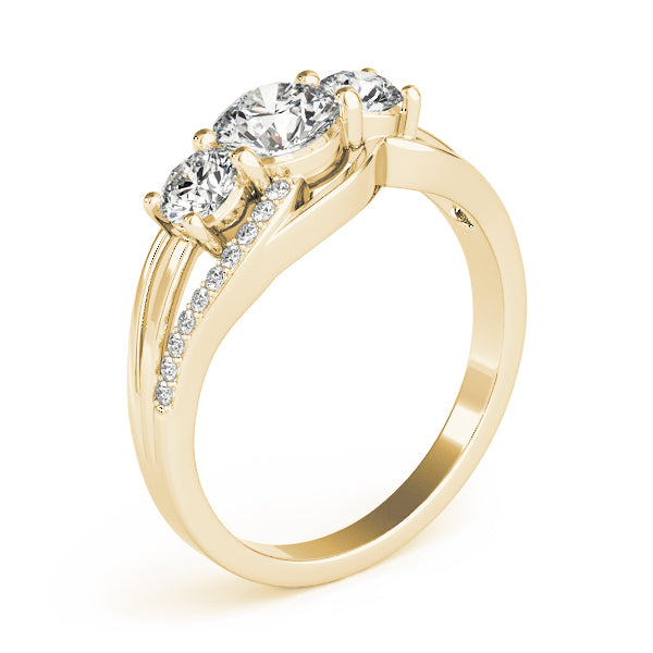 3-Stone Swirl Prong Set Engagement Ring