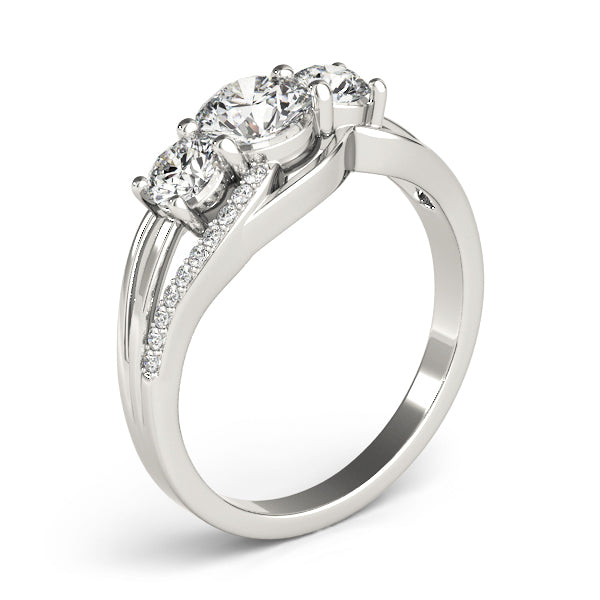 3-Stone Swirl Prong Set Engagement Ring
