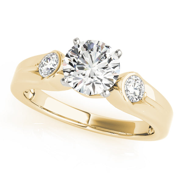 3-Stone Half Bezel Engagement Ring
