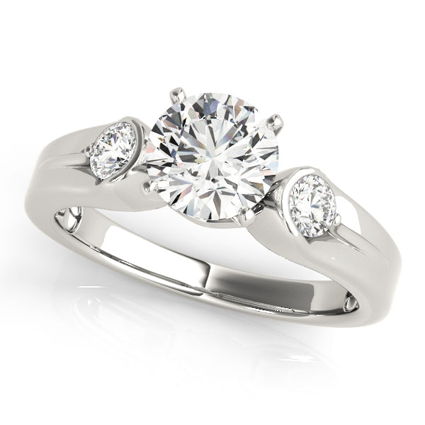 3-Stone Half Bezel Engagement Ring