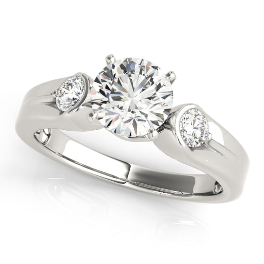 3-Stone Half Bezel Engagement Ring