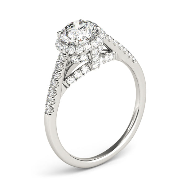 Single Row Hidden Halo Engagement Rings