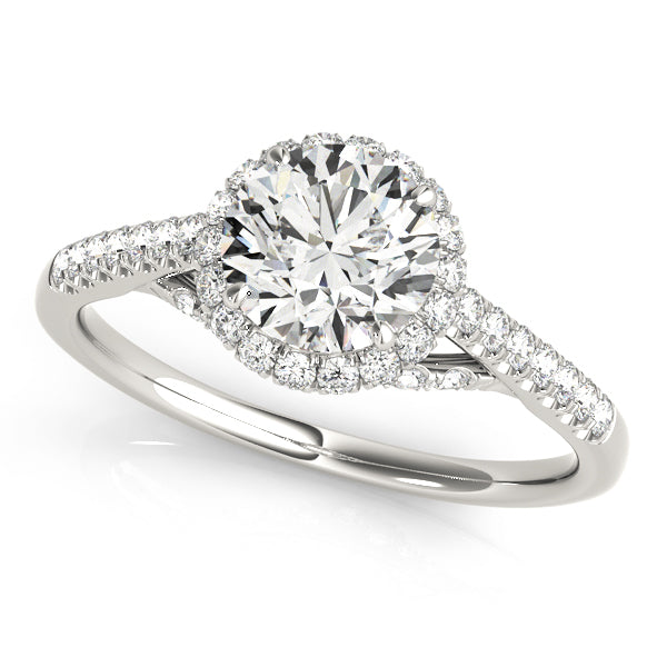 Single Row Hidden Halo Engagement Rings