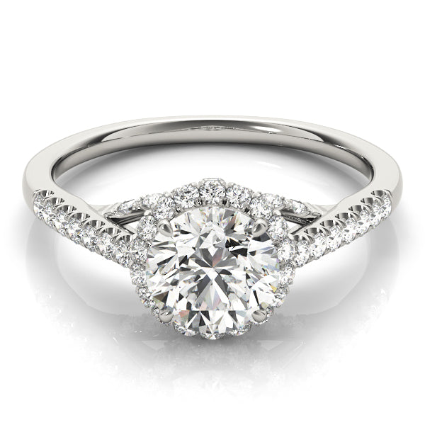 Single Row Hidden Halo Engagement Rings