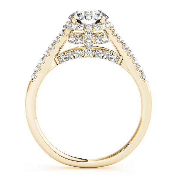 Single Row Hidden Halo Engagement Rings