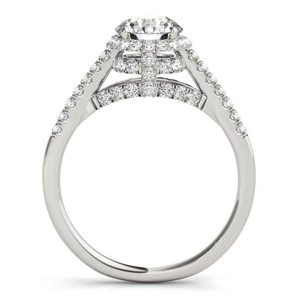 Single Row Hidden Halo Engagement Rings