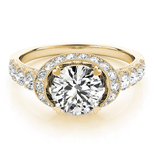 Single Row Halo Milgrain Engagement Rings