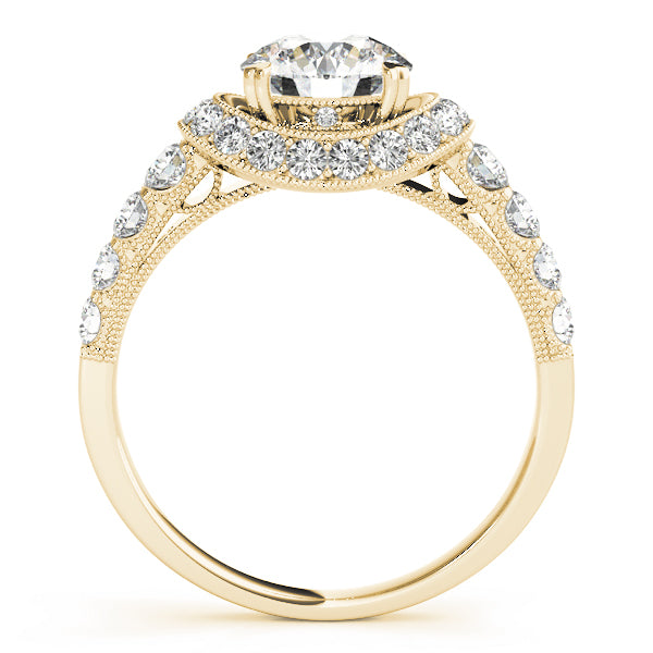 Single Row Halo Milgrain Engagement Rings