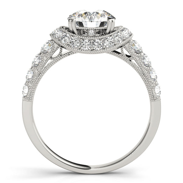 Single Row Halo Milgrain Engagement Rings