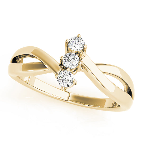 3-Stone Bypass Twisted Shank Engagement Ring