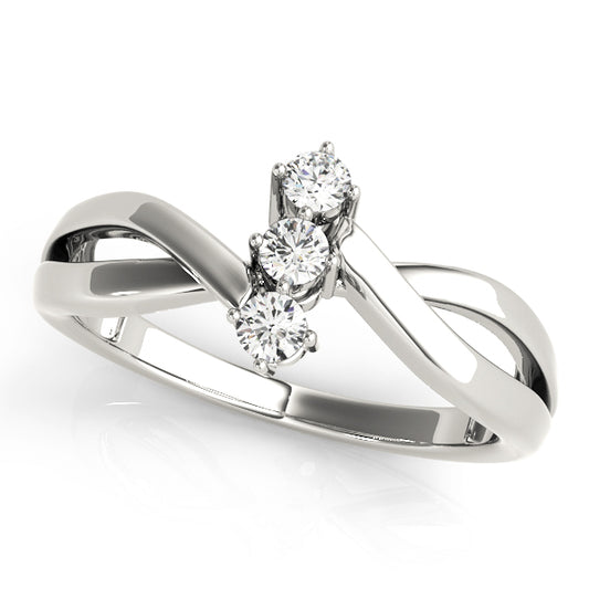 3-Stone Bypass Twisted Shank Engagement Ring
