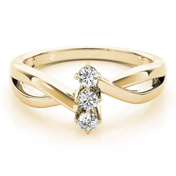 3-Stone Bypass Twisted Shank Engagement Ring