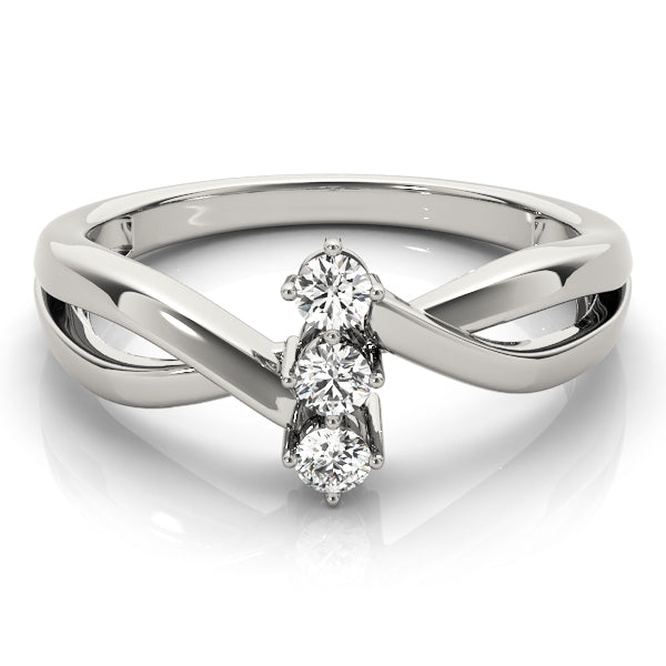 3-Stone Bypass Twisted Shank Engagement Ring