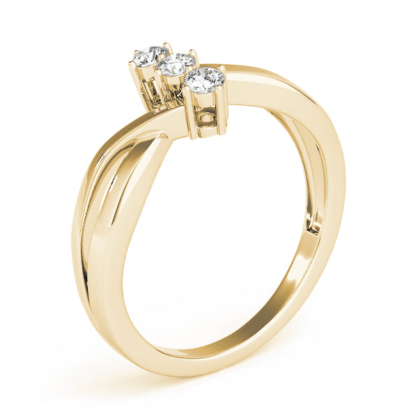 3-Stone Bypass Twisted Shank Engagement Ring