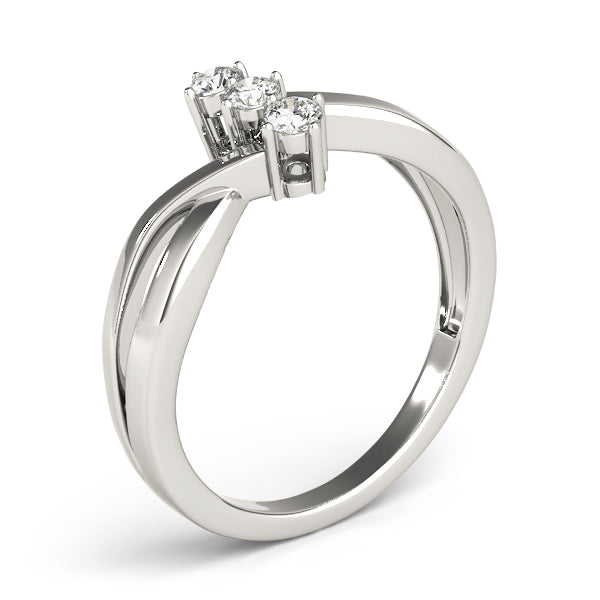 3-Stone Bypass Twisted Shank Engagement Ring