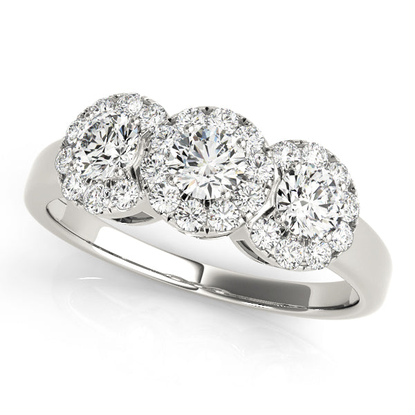 3-Stone Halo Engagement Rings