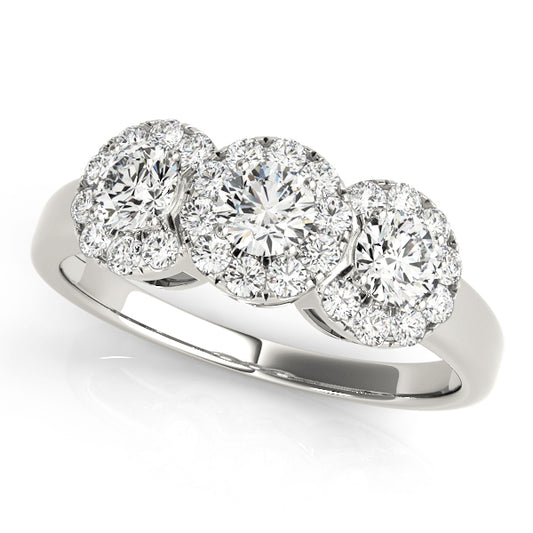 3-Stone Halo Engagement Rings
