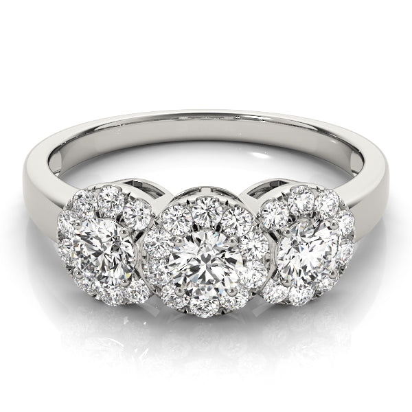 3-Stone Halo Engagement Rings