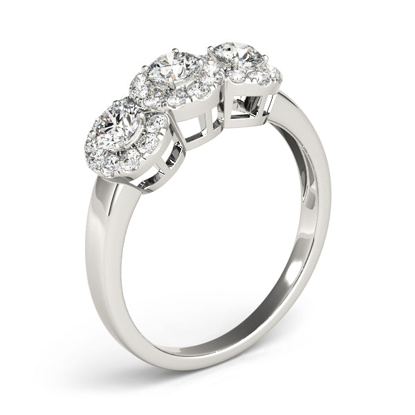 3-Stone Halo Engagement Rings