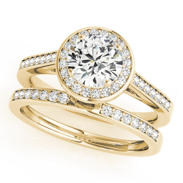 Single Row Accented Halo Bezel Set Engagement Ring