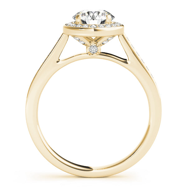 Single Row Accented Halo Bezel Set Engagement Ring