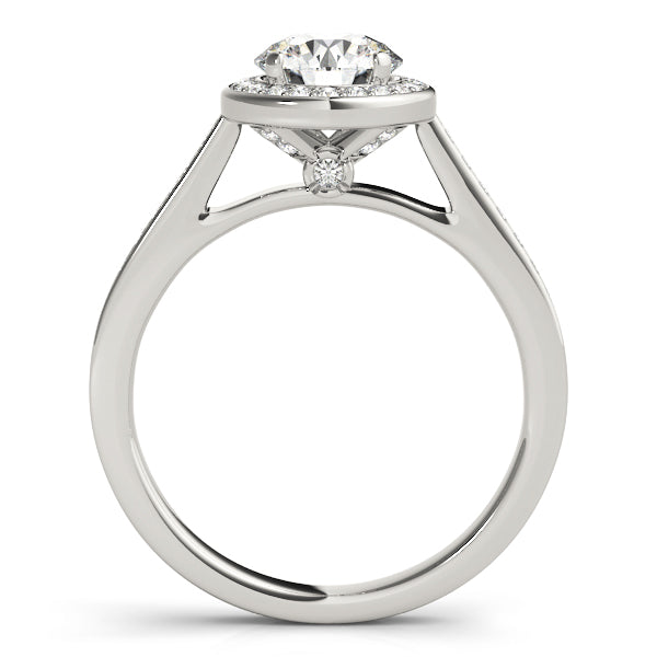 Single Row Accented Halo Bezel Set Engagement Ring