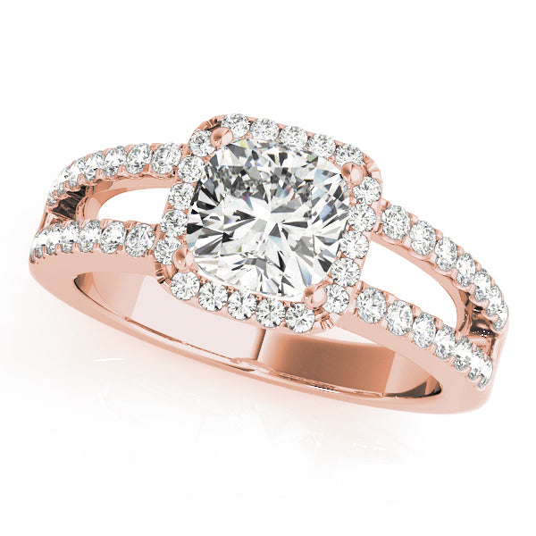 Split Shank Halo Cushion Engagement Ring