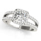 Split Shank Halo Cushion Engagement Ring