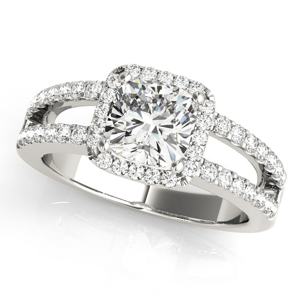 Split Shank Halo Cushion Engagement Ring