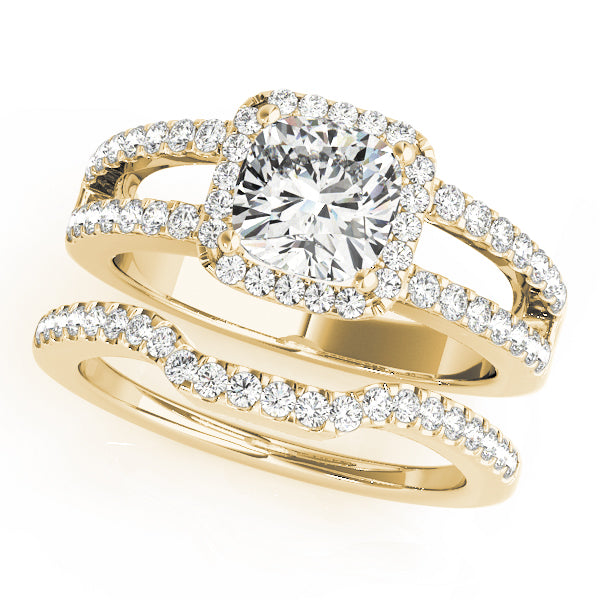 Split Shank Halo Cushion Engagement Ring