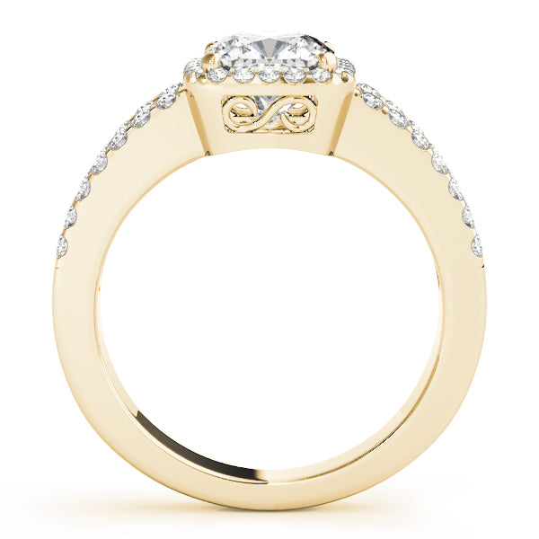 Split Shank Halo Cushion Engagement Ring