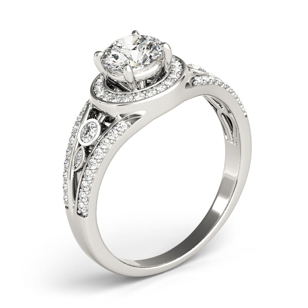 Vintage Inspired Halo Round Engagement Ring