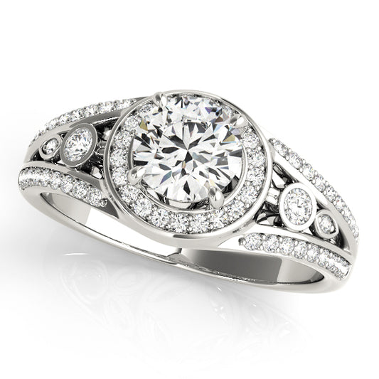 Vintage Inspired Halo Round Engagement Ring