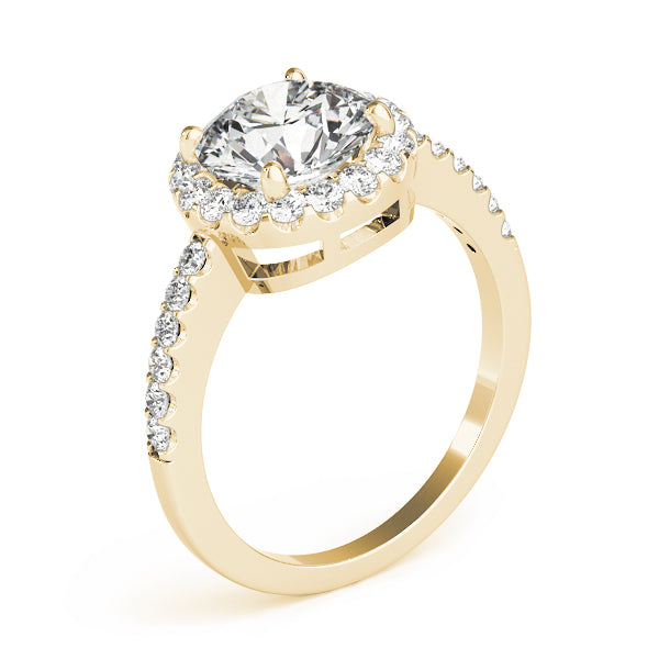 Single Row Halo Engagement Ring