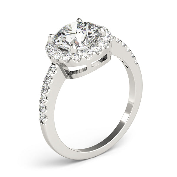 Single Row Halo Engagement Ring