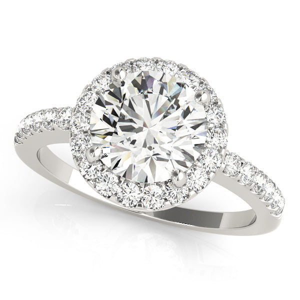 Single Row Halo Engagement Ring