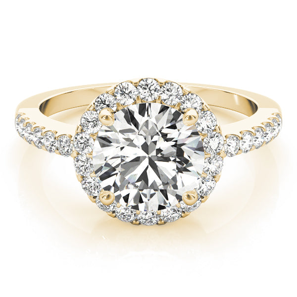 Single Row Halo Engagement Ring