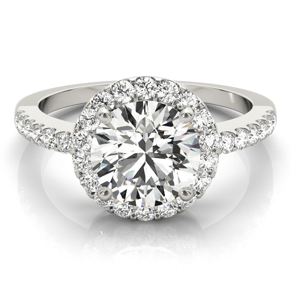 Single Row Halo Engagement Ring