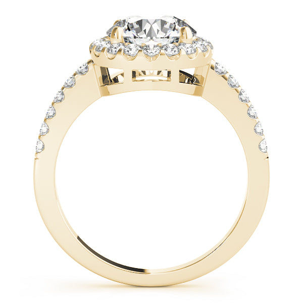 Single Row Halo Engagement Ring